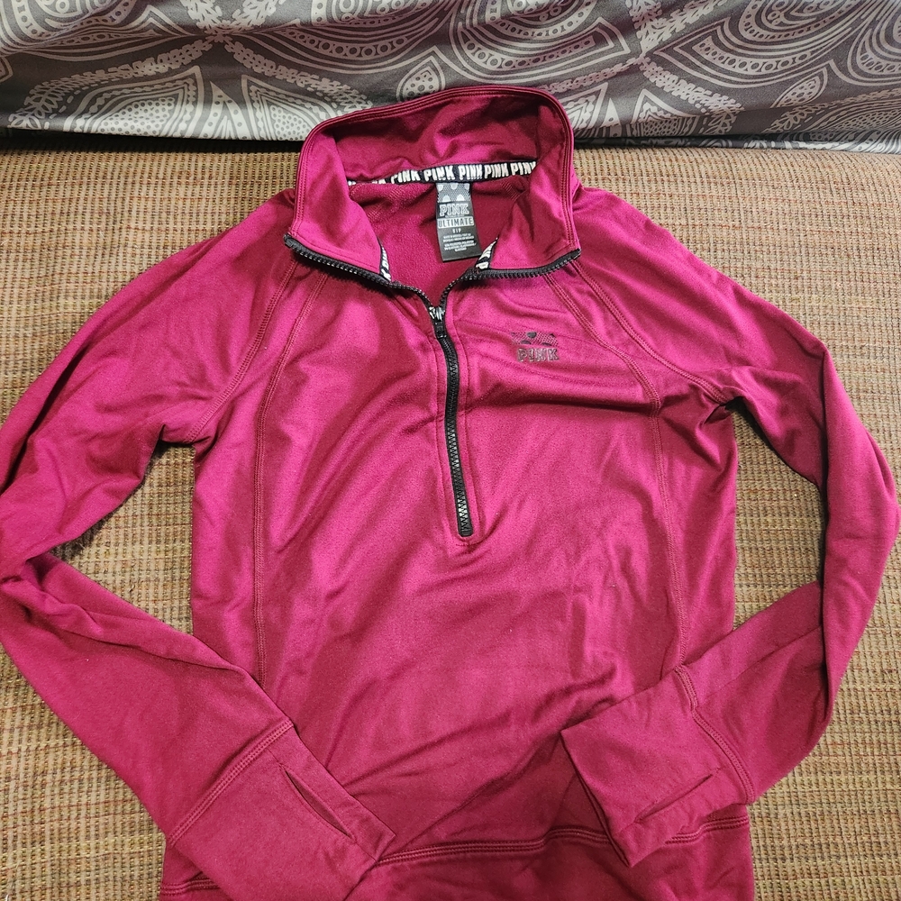 PINK Victoria's Secret Burgundy Quarter-Zip